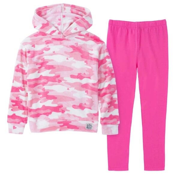 LUCKY BRAND Girls Sz Large (14/16) Pink Camo Fleece Top & Leggings 2 Pc Set NEW - Picture 3 of 5